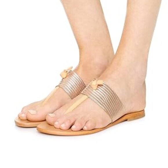 Joie A La Plage Nice Metallic Embossed Leather Thong Sandals in Rose Gold, 10 - Picture 11 of 11